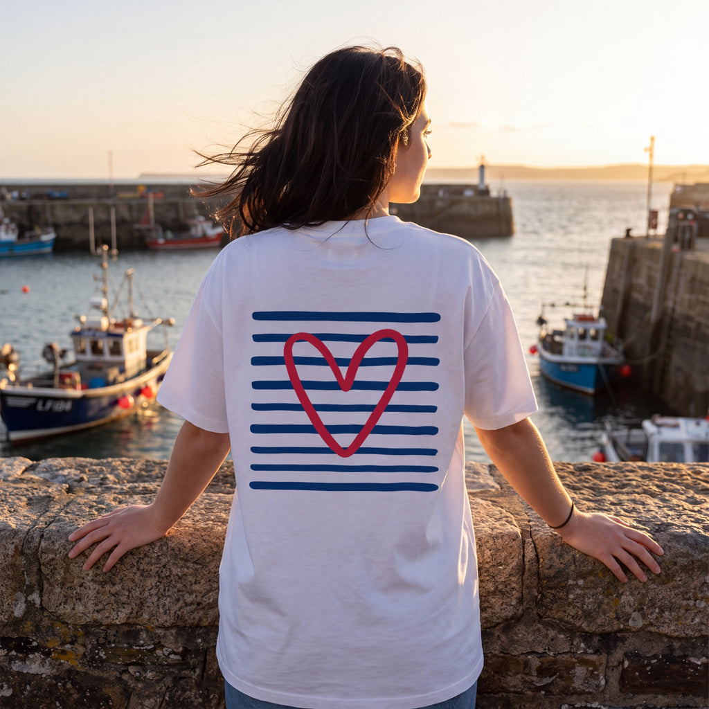 Blue Heart tee — big back print