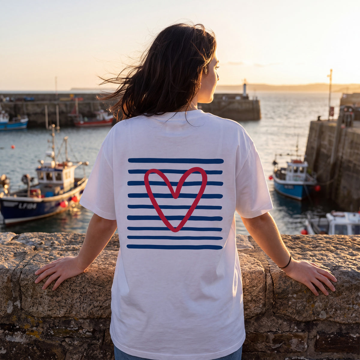 Blue Heart tee — big back print